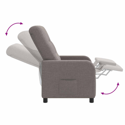 Fotel recliner Ciemnoszary tkanina
