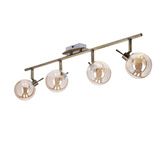 Lentini Lampa sufitowa listwa patynowy 4x40w g9 klosz bursztynowy