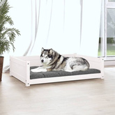 vidaXL Legowisko dla psa, białe, 105,5x75,5x28 cm, lite drewno sosnowe