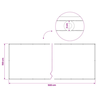 Ekran Prywatności Balkonowej 150 x 500 cm Tkanina z powłoką PU