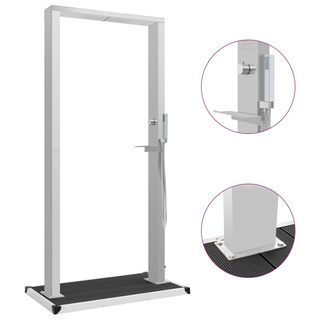 Prysznic ogrodowy z podstawą, WPC i stal nierdzewna