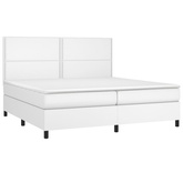 vidaXL Łóżko kontynentalne z materacem, białe, ekoskóra 200x200 cm