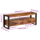 vidaXL Szafka pod TV, 120x35x45 cm, lite drewno sheesham