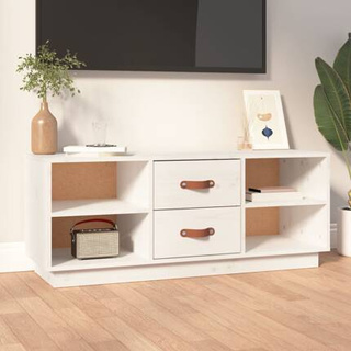 vidaXL Szafka pod TV, biała, 100x34x40 cm, lite drewno sosnowe