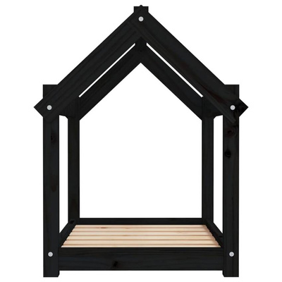 vidaXL Legowisko dla psa, czarne, 71x55x70 cm, lite drewno sosnowe
