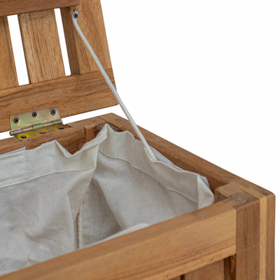 Kosz na pranie naturalny 50 x 35 x 60 cm Lite drewno teakowe