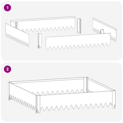 Krawężnik do trawnika 4 szt. 100 x 100 x 20 cm Stal Czarny