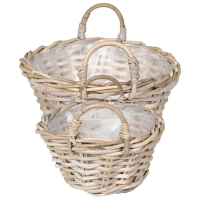 Kosz na rośliny 2 szt. Naturalna szarość Rattan Kubu