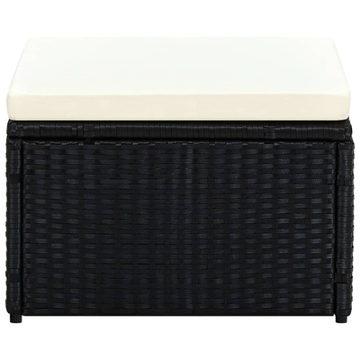 Puf 53 x 53 x 30 cm, polirattanowy, czarny