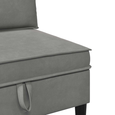 Środkowa sofa z miejscem do przechowywania jasnoszary Welur