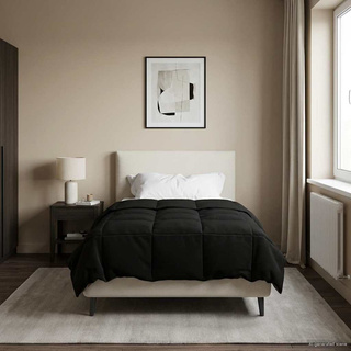 Letni Kołdra Kwiłtowany Czarny 140 x 220 cm Mikrofibra