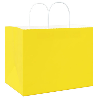 Torby papierowe 250 szt. z uchwytami żółte 32x22x24 cm