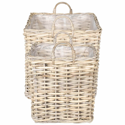 Kosz na rośliny 2 szt. Naturalna szarość Rattan Kubu
