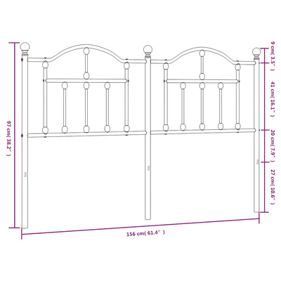 Metalowe wymienne wezgłowie, czarne, 150 cm