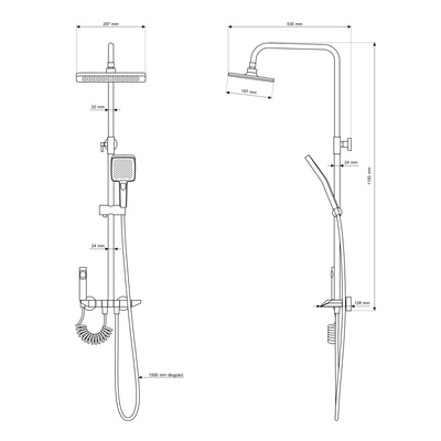 Zestaw natryskowy termostatyczny FORTE gun metal