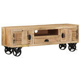vidaXL Szafka pod TV na kółkach, 110x30x37 cm, surowe drewno mango