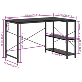 vidaXL Biurko komputerowe, czarne 110x72x70 cm materiał drewnopochodny