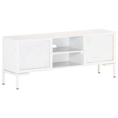 vidaXL Szafka pod TV, biała, 115x30x46 cm, lite drewno mango