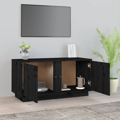 vidaXL Szafka pod TV, czarna, 80x35x40,5 cm, lite drewno sosnowe