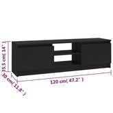 vidaXL Szafka pod TV, czarna, 120x30x35,5 cm, materiał drewnopochodny