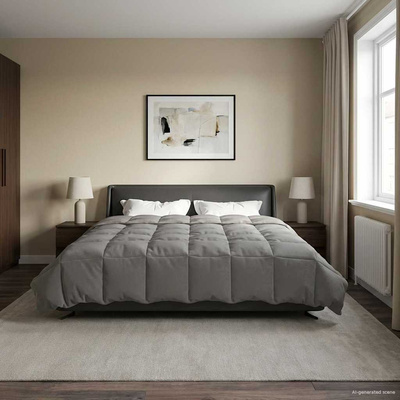 Kołdra na cały rok Jasnoszary 220 x 260 cm Mikrofibra