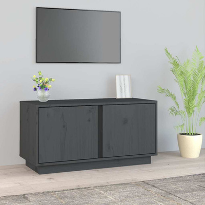 Szafka pod telewizor, szara, 80x35x40,5 cm, lite drewno sosnowe