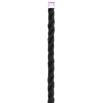 Sznur bawełniany 2 szt. 2 mm 100 m Czarny 100% bawełna