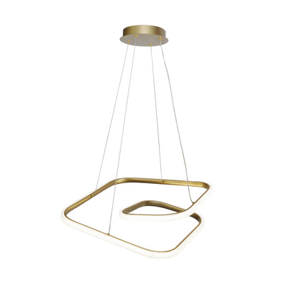 Lampa wisząca Fuerte złota z kryształkami okrągła pojedyncza LED