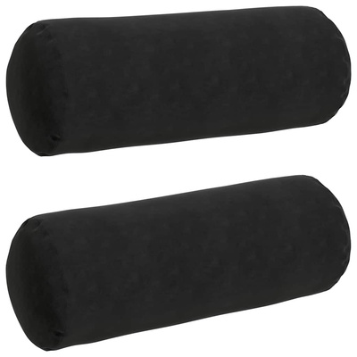 Poduszki Wałkowe 2 pcs Czarny ? 25 x 70 cm Tkanina sztruksowa