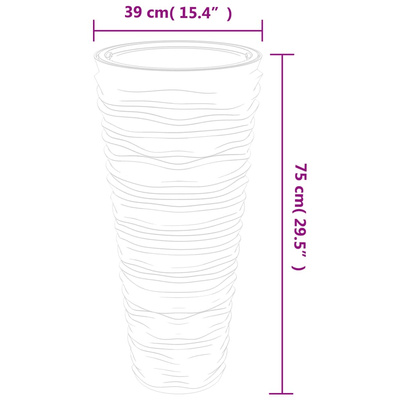 Donica z pojemnikiem wewnętrznym, biała, 18/45 L, PP, prążki