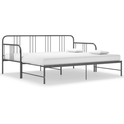 Sofa z wysuwaną ramą łóżka, szara, metalowa, 90x200 cm wariant 4