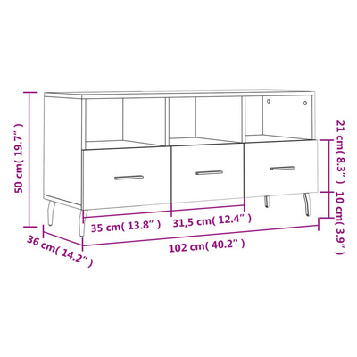 vidaXL Szafka pod TV, czarna, 102x36x50 cm, materiał drewnopochodny wariant 8
