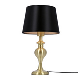 Lampka nocna Prima gold z abażurem czarnym metalowa glamour