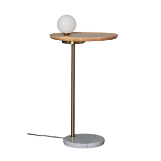 Lampa Podłogowa drewniany stolik ze szklaną kulą G9 Abruzzo Meblo