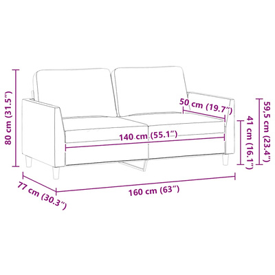 2-osobowa sofa, czarna, 140 cm, sztuczna skóra wariant 4