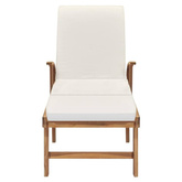 vidaXL Leżak z poduszką, lite drewno tekowe, kremowy