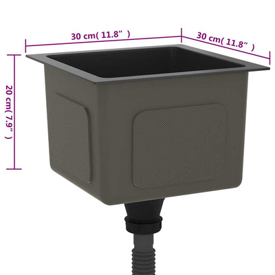 Ręcznie robiony zlewozmywak, czarny, stal nierdzewna