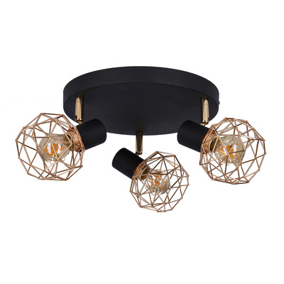 Lampa sufitowa plafon czarny klosz miedziany Acrobat 98-22233