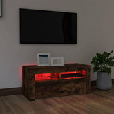 vidaXL Szafka pod TV z oświetleniem LED, przydymiony dąb, 90x35x40 cm