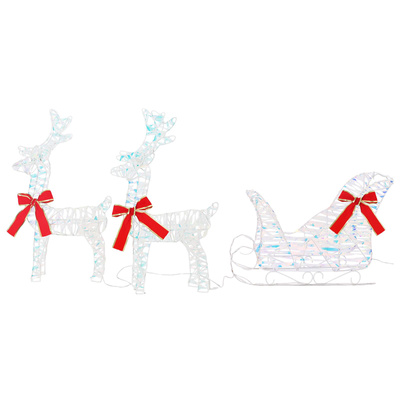 Renifer ciągnący sanie Ciepła biel 30 x 12 x 54,5 cm PET