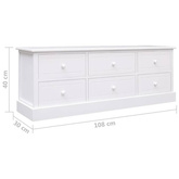vidaXL Szafka pod TV, biała, 108x30x40 cm, drewno paulownia