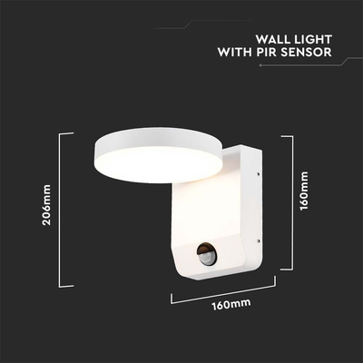 17W Lampa ścienna LED z czujnikiem ruchu / Barwa:3000K / Obudowa: Biała / Okrągła