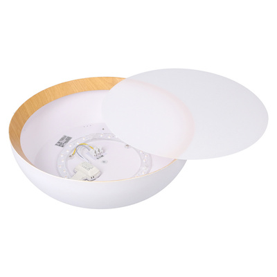 calabria lampa sufitowa plafon biało drewniany klosz biały 14-24138