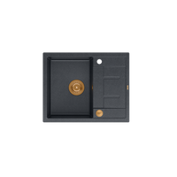 MORGAN 116 GraniteQ zlewozmywak black diamond z syfonem Push To Open kol. miedziany 1-komorowy z/o + zaczepy 4 szt