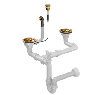 Odpływ PUSH TO OPEN 3 1/2" z syfonem 2-komorowy miedź (GRANIT-pionowy) save space, przycisk okrągły miedź