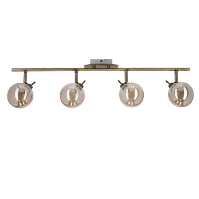 Lentini Lampa sufitowa listwa patynowy 4x40w g9 klosz bursztynowy