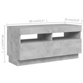 vidaXL Szafka pod TV z oświetleniem LED, szarość betonu, 260x35x40 cm