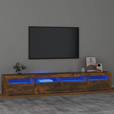 vidaXL Szafka pod TV z oświetleniem LED, przydymiony dąb, 240x35x40 cm