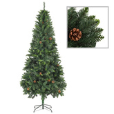 vidaXL Sztuczna choinka z szyszkami, zielona, 210 cm