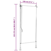 vidaXL Roleta zewnętrzna, żółto-biała, 120x270 cm, tkanina i stal